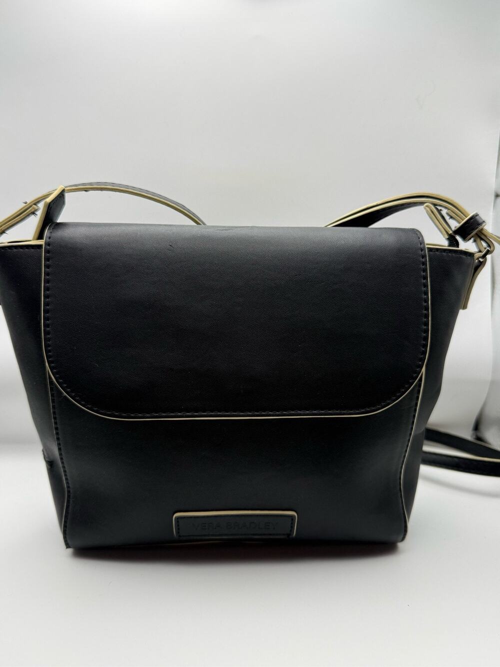 Vera Bradley Faux Leather Magnetic Flap Crossbody Bag Black
